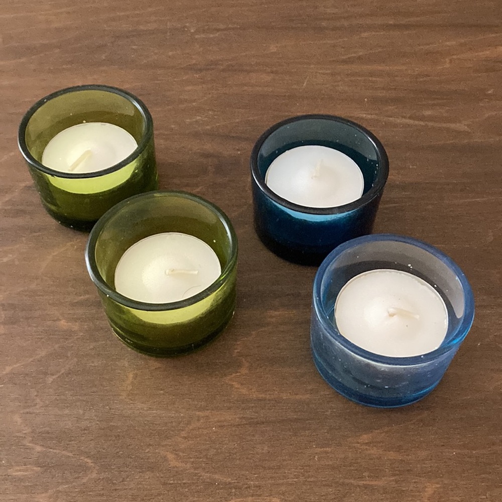 IKEA Skamt Tea Light Candle Holders in Blue Green Set of 4 in original package